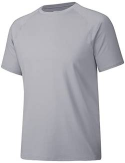 MAGCOMSEN Herren UV Shirt Kurzarm Casual Sport T Shirt Männer UPF 50+ Laufshirt Sommer Leicht Lässig T-Shirt für Männer, Hellgrau, XXL von MAGCOMSEN