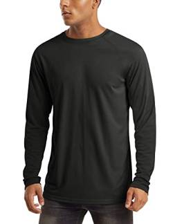 MAGCOMSEN Herren UV Shirt UPF 50+ Sportshirts Langarm Funktionsshirt Herren Laufshirt Regular Fit Trainingsshirt Wandershirts Angeln Shirts für Sport Schwarz 2XL von MAGCOMSEN