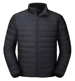 MAGCOMSEN Herren Warme Daunenjacke Puffer Outdoorjacke Wasserdicht Winter Jacken Männer Full Zip Warme Wanderjacke Leicht Stepp Übergangsjacke mit Mehrfachtaschen Schwarz XL von MAGCOMSEN