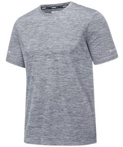 MAGCOMSEN Kurzarmshirts Herren Atmungsaktiv Sport Shirt Leichte Trainingsshirts Outdoor Funktionsshirts Herren Lässig Freizeit T-Shirts Crewneck Basic Tops für Fitness Yoga Hellgrau L von MAGCOMSEN