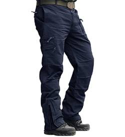 MAGCOMSEN Männer Cargohose Outdoor Tactical Hose Atmungsaktiv Ripstop Arbeitshose mit 8 Taschen Herren US Armee Hose Jagdhose Frühling Cargo Jeans Dunkelblau 34 von MAGCOMSEN