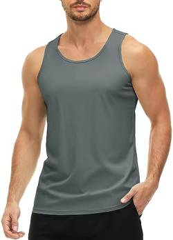 MAGCOMSEN Muskel Shirt Herren Sport Tankshirt Ohne Ärmel Stringer Funktionsshirt Schnelltrockend Achselshirt für Fitness Laufen Herren Bequeme Unterhemd UV Sonnenschutz T-Shirt Dunkelgrau L von MAGCOMSEN