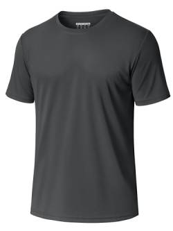 MAGCOMSEN Outdoor Shirt Herren Leicht Sommer Wandershirt UV Schutzkleidung Herren Atmungsaktiv Basic Kurzarm T-Shirt Rashguard Bade Laufshirts für Sport Dunkelgrau 2XL von MAGCOMSEN