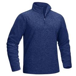 MAGCOMSEN Pullover Herren Half Zip Sweatshirt Atmungsaktiv Wanderpullover Outdoor Langarm Sportshirt für Männer, Dunkelblau, 3XL von MAGCOMSEN