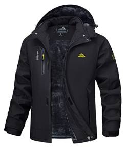 MAGCOMSEN Snowboardjacke Herren Softshell Winterjacke Winddicht Funktionsjacke Winter Wasserdicht Skijacke Atmungsaktiv Winterparka mit Innenfleece Schwarz L von MAGCOMSEN