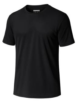 MAGCOMSEN Sportshirts Herren Kurzarm UV Shirt Sonnenschutz Quick Dry Tshirt Herren UPF 50+ Funktionsshirt Outdoor Laufshirt Regular Fit Trainingsshirt Schwarz L von MAGCOMSEN