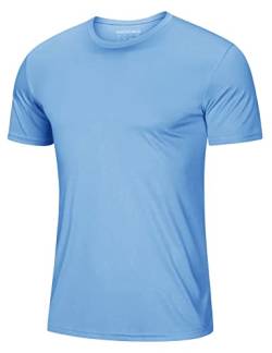 MAGCOMSEN UV Schutz Shirt Herren Schnelltrocknend Kurzarm Shirts Sommer Outdoor Joggingshirts Männer Polyester Fitness T-Shirts Leicht Performance Shirt Blau 2XL von MAGCOMSEN