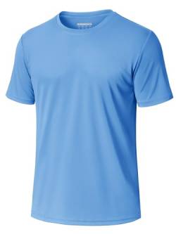 MAGCOMSEN UV Schutz Shirt Herren Schnelltrocknend Kurzarm Shirts Sommer Outdoor Joggingshirts Männer Polyester Fitness T-Shirts Leicht Performance Shirt Blau L von MAGCOMSEN