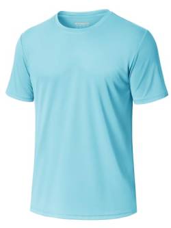 MAGCOMSEN UV Schutz Shirt Herren Schnelltrocknend Kurzarm Shirts Sommer Outdoor Joggingshirts Männer Polyester Fitness T-Shirts Leicht Performance Shirt Seeblau 2XL von MAGCOMSEN