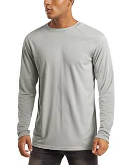 MAGCOMSEN UV Shirt Herren Langarmshirt UPF 50+ Trainingsshirt Männer Funktionsshirt Atmungsaktiv Fitness Shirt Outdoor Sport T-Shirt für Angeln Wandern Hellgrau L von MAGCOMSEN