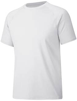 MAGCOMSEN UV Tshirt Herren Schnelltrocknend Kurzarm UPF 50+ Leicht Sport Funktionsshirt Outdoor Joggingshirt für Trekking, Weiß, 3XL von MAGCOMSEN