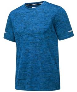 MAGCOMSEN Wandershirt Herren Atmungsaktiv Sport Shirt Leicht Funktionsshirt Schnell Trockend Joggingshirts Männer Stretch Laufshirts Mittelblau 3XL von MAGCOMSEN