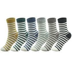 MAGIARTE 6 Paar Damen Mini Crew Socken Streifen gemustert Gekämmte Baumwolle Casual Athletische Viertel Kalbssocken (Multi Color#01) DE von MAGIARTE