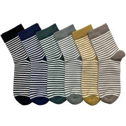 MAGIARTE 6 Paar Damen Mini Crew Socken Streifen gemustert Gekämmte Baumwolle Casual Athletische Viertel Kalbssocken (Multi Color#02) DE von MAGIARTE