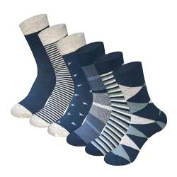 MAGIARTE 6 Paar Socken Herren Schwarz Baumwolle Business Socken Herrensocken Sport Socks Atmungsaktive männer socken (Gemustert Marineblau,L) DE von MAGIARTE