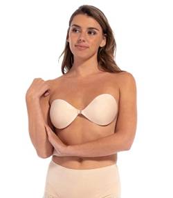 MAGIC Bodyfashion Backless Beauty Damen Rückenfreie Trägerlose und Selbstklebende Push-Up Klebe-BH,Latte,75B von MAGIC BODYFASHION