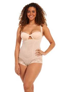 MAGIC Bodyfashion Damen Super Control Body with Lace, Einfarbig, Gr. 40 (Herstellergröße: L), Beige (Body beige 1453) von MAGIC BODYFASHION