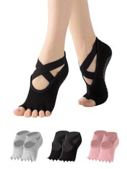 MAGIC SELECT 3 Paar rutschfeste Yoga-Socken für Pilates, Tanz, Fitness, mit Silikon-Sohle, verhindert Verletzungen und Blasen, Einheitsgröße (35-40) One size von MAGIC SELECT