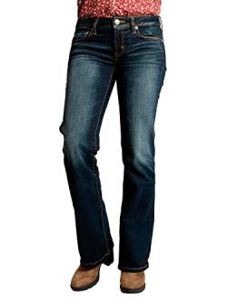 MAGIC SELECT Glockenjeans Bootcut für Damen, Jeans mit Glocke, Dunkelblaue Jeans, Hose mit niedriger Taille (29) von MAGIC SELECT
