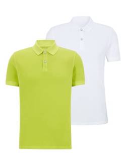 MAGIC SELECT Kurzarm-Polo für Herren. Lässiges Polo-Golf-T-Shirt. Tailliert und kurz. 100% Bambusfaser, 2er Pack, grün/weiß, XL von MAGIC SELECT