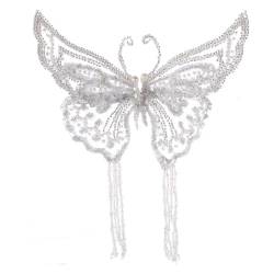 MAGICLULU 1 Paar Schmetterlings-Haarspange Haarspangen Haarklammer braut kristall haarspange Perlen-Haarspange Haarnadel Haarschmuck für Frauen Schmetterlinge Clips Hochzeitskleid Paar-Clip von MAGICLULU