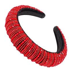 MAGICLULU 1stk Frauen Stirnband Damen Stirnbänder Breite Stirnbänder Kristall Stirnbänder Gepolsterte Stirnbänder Für Damen Glitzerndes Haarband Strass-haarband Mode-stirnband Schwamm Rot von MAGICLULU