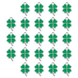 MAGICLULU 25 Stück St. Patricks Blatt-Charms Glückslegierung Vier Blätter Anhänger Für Schmuckherstellung Diy-Armband Halskette Dunkelgrün von MAGICLULU