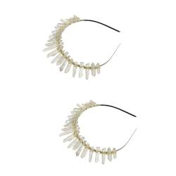 MAGICLULU 2St Erlesener Haarschmuck Perlenhochzeit Haarschmuck aus Sonnenblumen Quarts scrunchis haar zubehör Stirnband Kristall-Haarband Partyzubehör fein Kopfbedeckung Partybedarf Braut von MAGICLULU