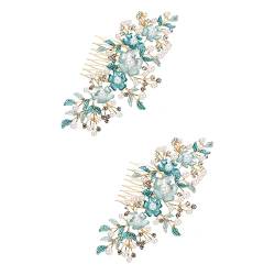 MAGICLULU 2St Haarpfropfen haarschmuck Haarspangen frauen kopfschmuck hochzeit braut kopfschmuck Tiara Haarklammer Kopfbedeckungen für Frauen Haarkamm mit Blumenmuster gemalt Haarnadel Damen von MAGICLULU