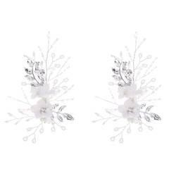 MAGICLULU 2St Perle Braut Haarspange hair accessories for hochzeitshaar schmuck Blatt Haarspange Brautblumenhaarnadel haarschmuck Tiara Haarnadel aus Hochzeitskleid von MAGICLULU