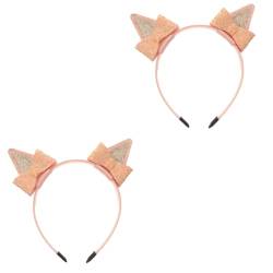 MAGICLULU 2st Stirnband Kinder Auto Ohr Haarband Haarreifen Für Katzenohren Regenbogen-stirnbänder Haarspangen Für Mädchen Haarband Mit Tierohren Kopfbedeckung Krawatte Rosa Metall von MAGICLULU