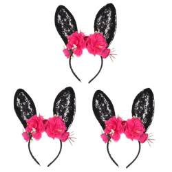MAGICLULU 3 Stk Haarschmuck Häschen-Stirnband aus Spitze Gastgeschenke für Ostern fasching kopfbedeckung fasching kopfschmuck Haargummis Haarband Hasen-Stirnband Kaninchen-Stirnband Blumen von MAGICLULU