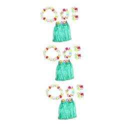 MAGICLULU 3-teiliges Set Luau Partyrock Halskette Armbänder Bikini Hawaiianischer Hula-grasrock Luau-partydekorationen Gekräuseltes Kleid Leis-tanz-girlande Mädchen Künstlich Schminkset Kind von MAGICLULU
