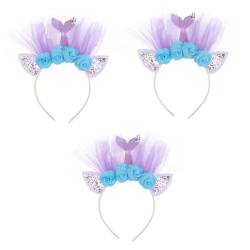 MAGICLULU 3St glitzerndes Haarband haarschmuck party mitgebsel kinder Augenfang Ostern Geschenkidee Meerjungfrauenkostüm Meerjungfrau-BH-Oberteil Haarreifen Kinderhaare Halloween Stirnband von MAGICLULU