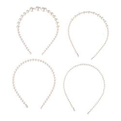 MAGICLULU 4 Stück Perlenstirnband ritual ritals hochzeits Haarspangen für Frauen Valentins-Plüschtiere Perlenkopfbedeckungen für Frauen Perle Haarband einreihig Haarnadel Fräulein Weiß von MAGICLULU