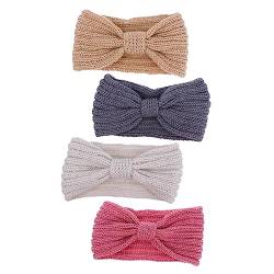 MAGICLULU 4 Stück Schleife Stirnband gift ideas genschenkideen Übungsstirnbänder für Frauen Haarbänder für Damen Haargummis haarschmuck Bowknot-Stirnband warme Stirnbänder Herbst und Winter von MAGICLULU