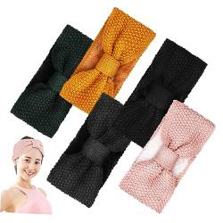 MAGICLULU 5 Stück Damen Strick Stirnband Übungs Stirnband Gekreuzte Haarbänder Gestrickte Stirnbänder Elastisches Haar Accessoire Weibliches Stirnband Fitness Haarband Yoga von MAGICLULU