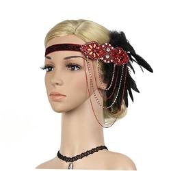 MAGICLULU Federstirnbänder Schmuckstirnbänder für Damen Partyzubehör der 20er Jahre Kopfbedeckung aus den 1920er Jahren Abschlussball-Tiara Haarband Stirnband Haarschmuck für Frauen Fräulein von MAGICLULU