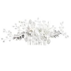 MAGICLULU Haarkamm für Frauen hair comb hochzeitshaar schmuck blumenhaarklammer flower hair clips Haarschmuck Gold stutzenhalter Tiara Haarkamm Kopfbedeckung Frauen Haarnadel Keramik Braut von MAGICLULU