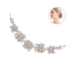 MAGICLULU Haarschmuck für die Braut haar spangen Haarband hair clips haarklauenclip haar klammer Stirnband Haargummi Brautkopf Frauen Haarreifen Blumen Kopfbedeckung Roségold Fräulein von MAGICLULU