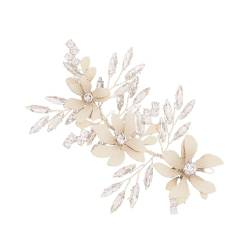 MAGICLULU Hochzeit Haarschmuck Brautblume Haarspange Hochzeitsblume Haarspange Brauthaarspangen Hochzeit Haar Seite Clip Brautjungfer Haarspangen Tiara Stirnband Hochzeitskleid Damen von MAGICLULU