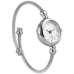 MAGICLULU Modischer Analoger Quarz-Armreif Manschetten-Armbanduhr Elegante Uhr Und Armband Drahtband Arabische Ziffern Kleideruhren Geburtstagsgeschenk für Frauen. a von MAGICLULU
