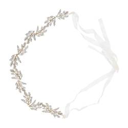MAGICLULU Perlenstirnband Stirnband Elegante Stirnbänder Für Mädchen Hochzeitskopfschmuck Für Die Braut Haarschmuck Aus Strass Braut Stirnband -haargummis Schleife Frau Zubehör von MAGICLULU