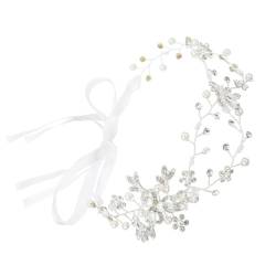 MAGICLULU Stirnband Haarschmuck für Frauen Hochzeit Perlenstirnbänder Strass-Kopfschmuck elegant light Stilvolle Kopfbedeckung Modischer Kopfschmuck Handgemacht weiche Kette Braut von MAGICLULU