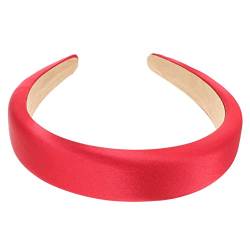 MAGICLULU Stirnband Schwamm Haarschmuck Für Schlichter Haarreif Modische Stirnbänder Satin Schwämme Make-up-haarband Haarreifen Für Frauen Hijab Krone Stoff Spa Fräulein Rot von MAGICLULU