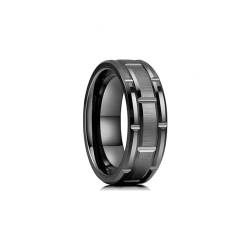 MAGIIE 8mm TITANIUM Ringe für Herren Keltische Drachen Ringe Eheringe Herren Schwarz Cubic Zirkonia Ring Partnerringe Freundschaftsringe,Größe 60 bis 70… (Schwarz Karo, 64) von MAGIIE