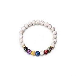 MAGIIE Armreifen Armband Damen Flexibel,Chakra Perlenarmband aus Onyx Natursteinperlen,Länge 20cm (Bunte Perlen) von MAGIIE