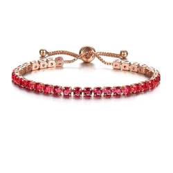 MAGIIE Cubic Zirkonia Kristall Armband Damen,Klassische Verstellbare Armband Frauen Gold Silber,Freundschaftsarmband Modeschmuck für Damen Mädchen (Rot) von MAGIIE