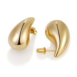 MAGIIE Dupes Chunky Goldene Ohrringe Damen Gold 18K Ohrringe Hypoallergene Vergoldete Ohrringe Leichte Hollow Ohrringe für Damen Mädchen (Gold) von MAGIIE
