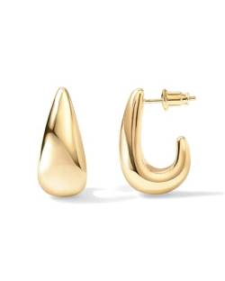 MAGIIE Dupes Chunky Goldene Ohrringe Damen Gold 18K Ohrringe Hypoallergene Vergoldete Ohrringe Leichte Hollow Ohrringe für Damen Mädchen (Gold 18k) von MAGIIE